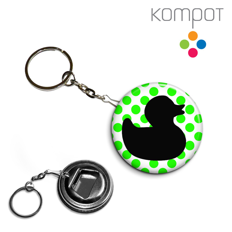 Klíčenka, otvírák KAČENKA :: zelené na bílém