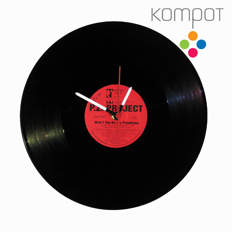 Vinylové hodiny ČERVENÉ