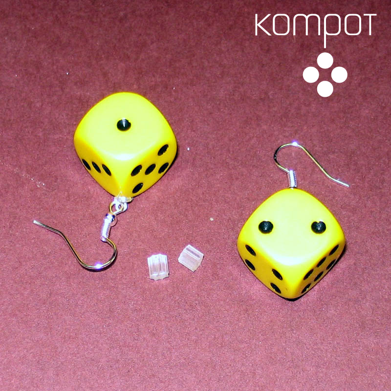 Hrací kostky, větší :: žluté neprůhledné (chir. ocel)