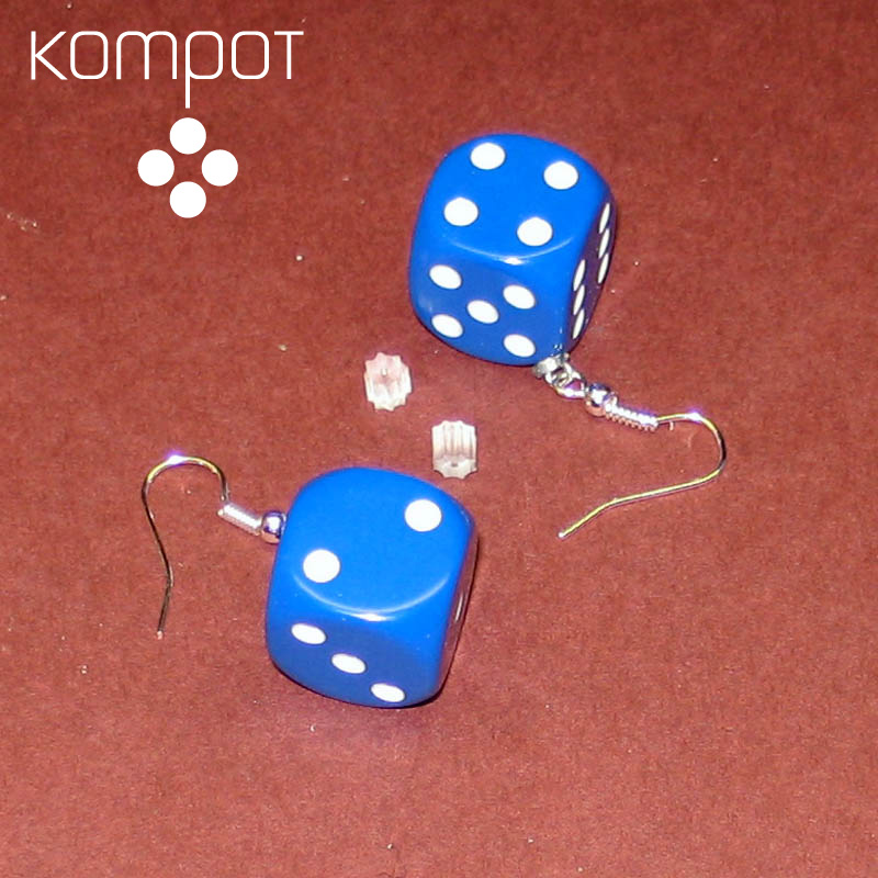 Hrací kostky, větší :: modré neprůhledné (chir. ocel)