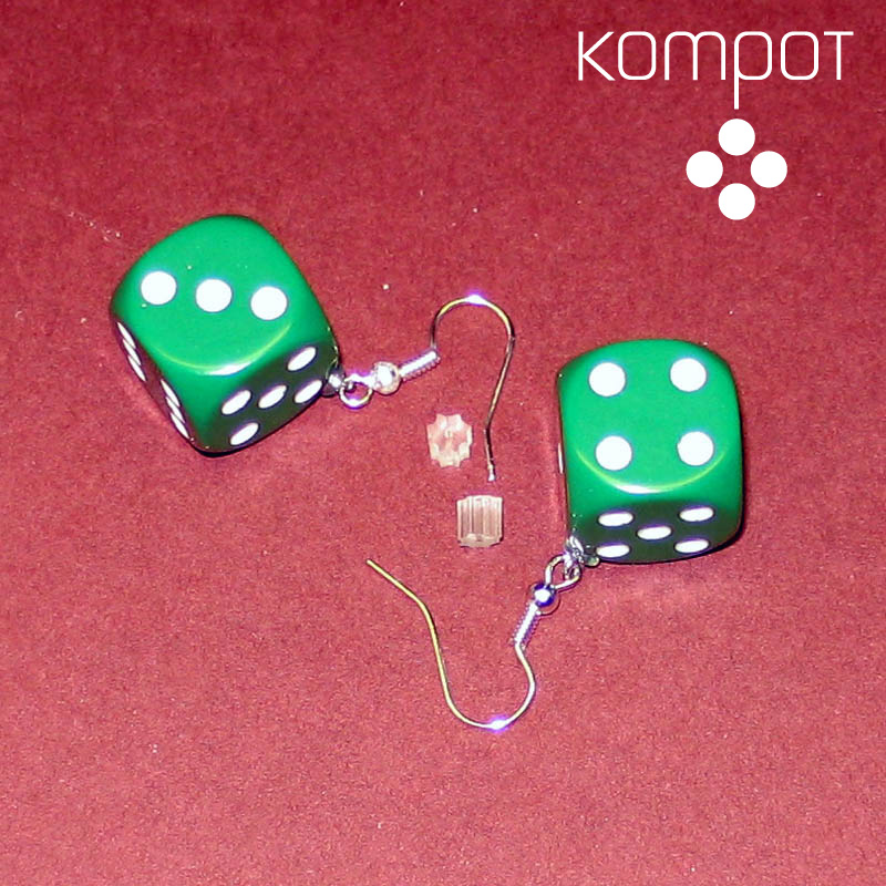 Hrací kostky, větší :: zelené neprůhledné (chir. ocel)