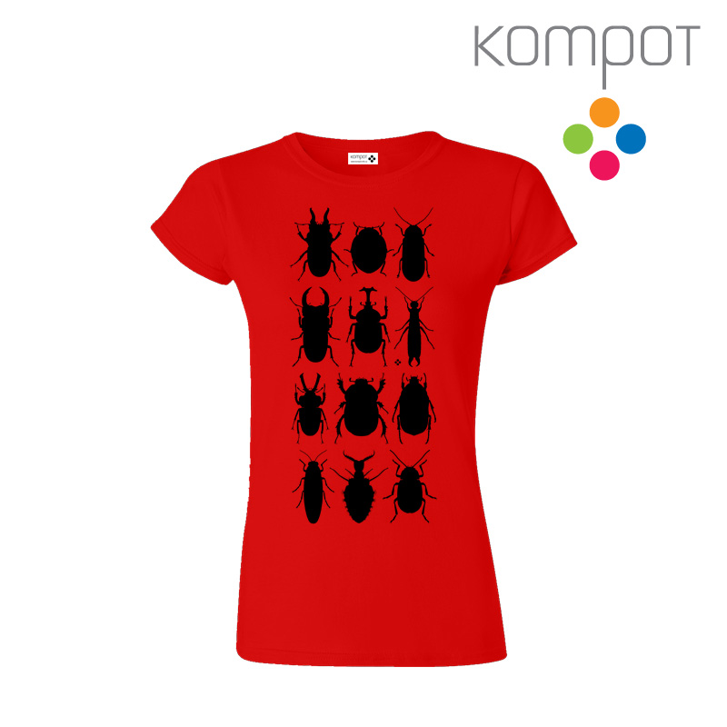 Dámské tričko :: BROUCI, červené s černým