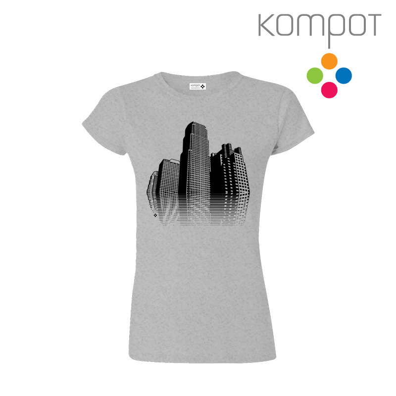 Dámské tričko :: MĚSTO, šedé melírové