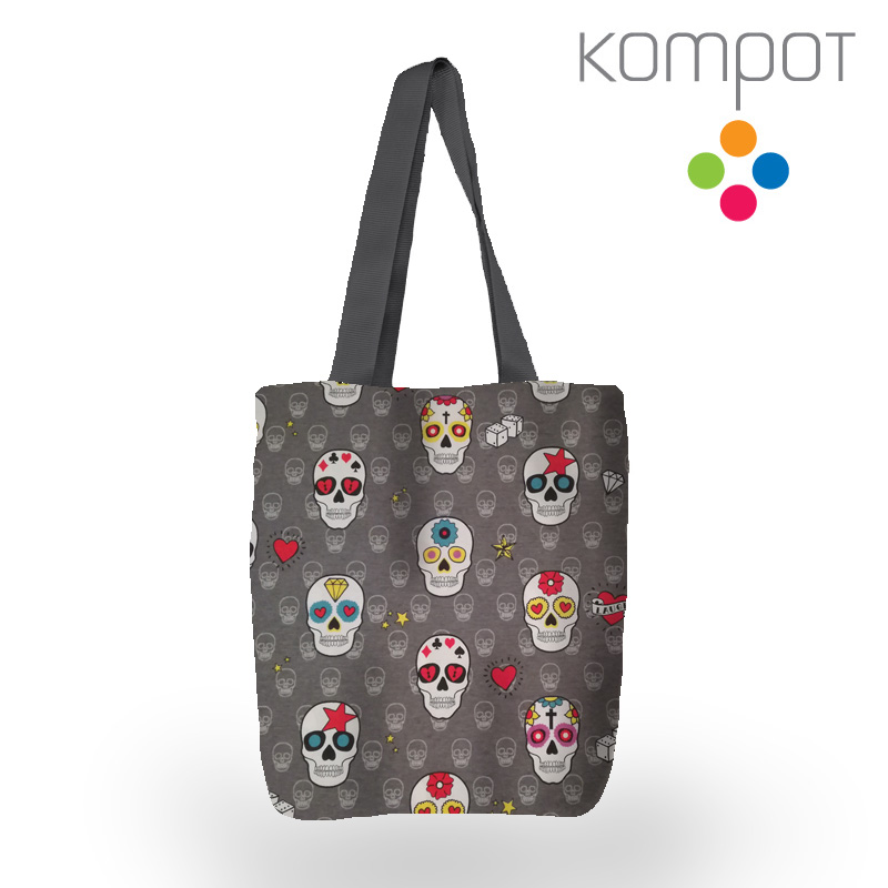 Taška 003 :: Lebky šedé- zapínání na ZIP