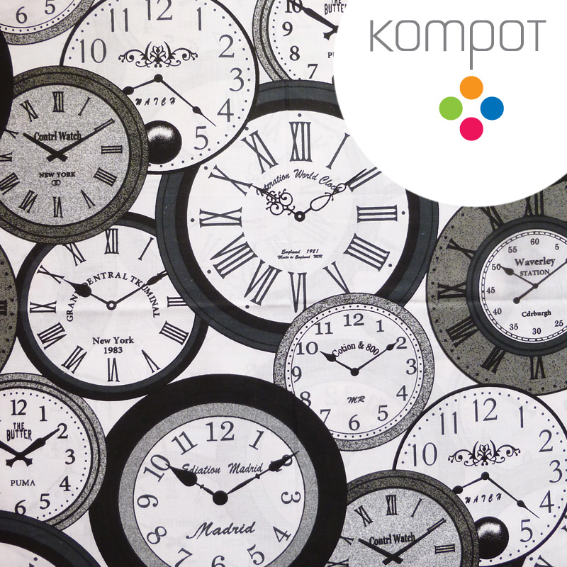 Taška S43 :: Hodiny černobílé - zapínání na ZIP