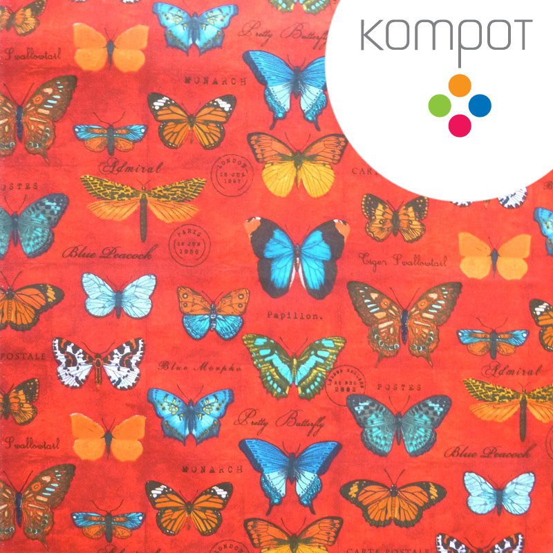 Taška 031 :: Atlas motýlů, červený - zapínání na ZIP