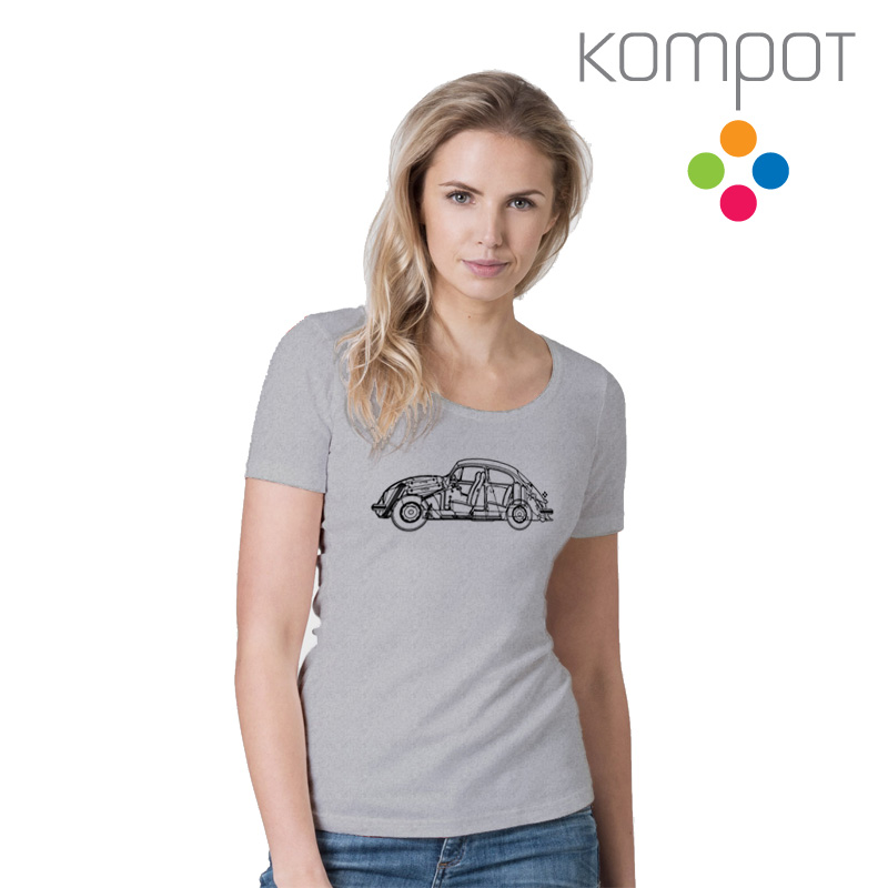 Dámské tričko, výstiřh :: BEETLE, světlý melír