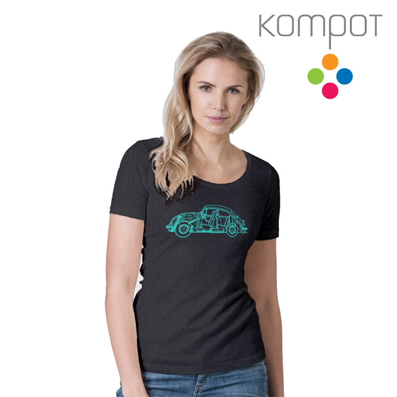 Dámské tričko, výstiřh :: BEETLE, tmavý melír