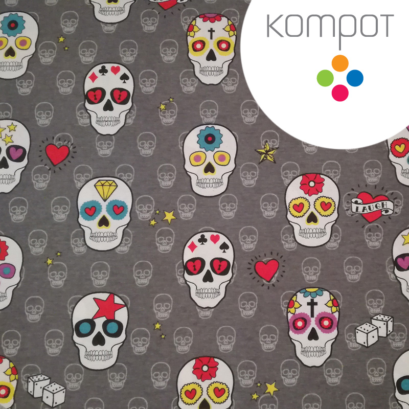 Taška 003 :: Lebky šedé- zapínání na ZIP