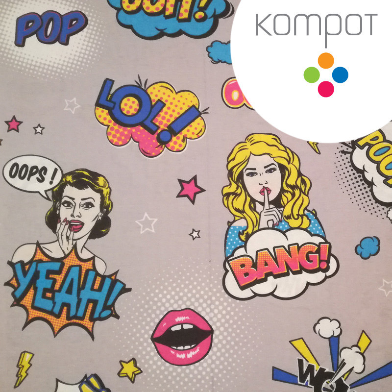 Taška 126 :: Komiks šedý, hlavy - zapínání na ZIP