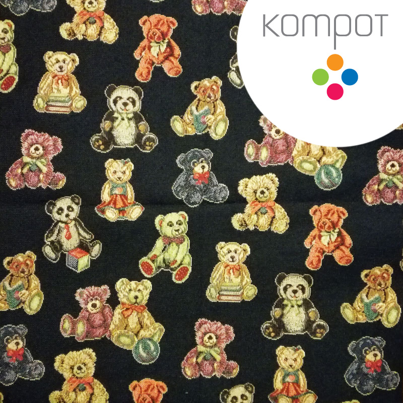 Taška 079 :: Medvídci na černé - zapínání na ZIP